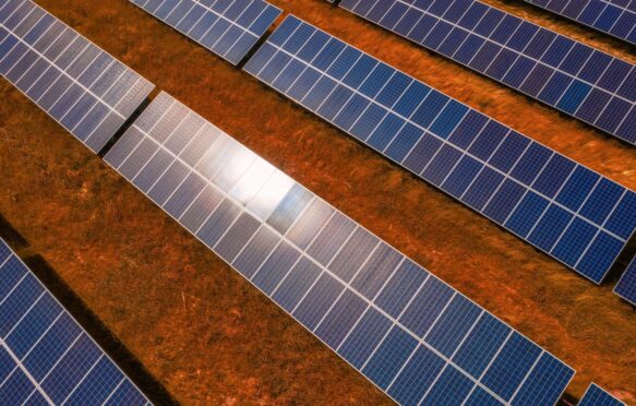 An array of solar panels in Michigan.