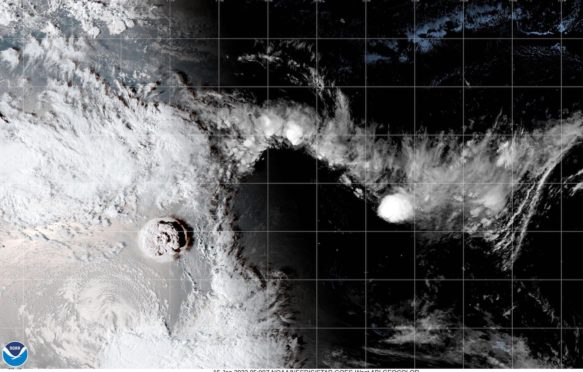 The eruption of Tonga's Hunga Tonga-Hunga Ha'apai underwater volcano.