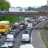 Heavy traffic at a standstill in North Somerset, UK.