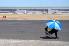 The Farnborough International Trade Airshow during the height of the UK heatwave, 2022.