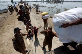 Aid distributed to flood victims in Pakistan.