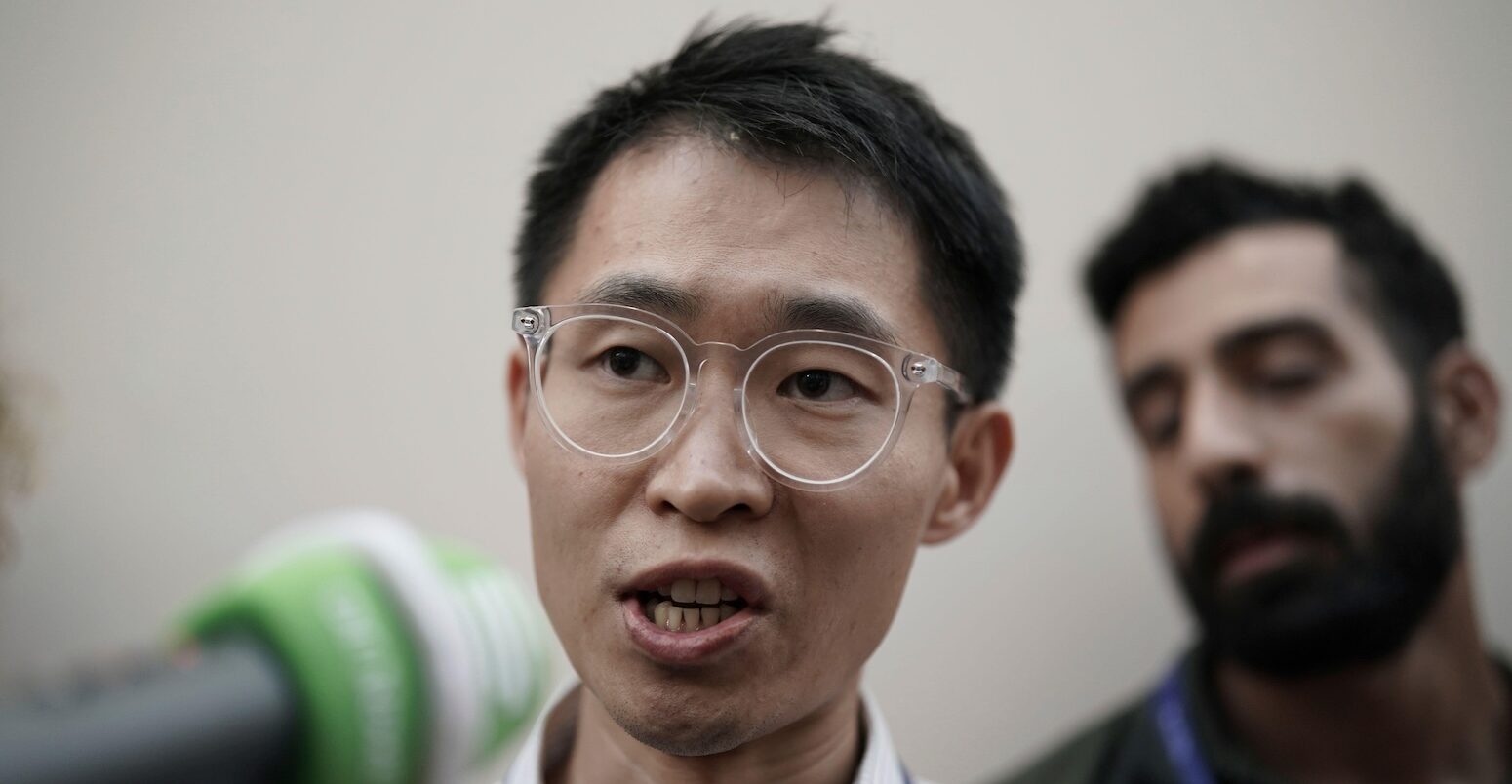 Shuo Li, director of the China Climate Hub at the Asia Society, speaks to members of the media during the COP28 Climate Summit.