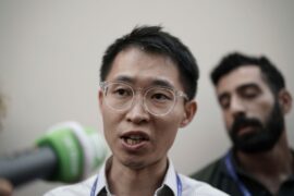 Shuo Li, director of the China Climate Hub at the Asia Society, speaks to members of the media during the COP28 Climate Summit.