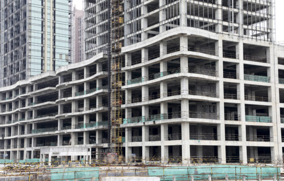 A block of half-built flats is left abandoned in Shanghai