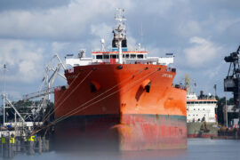 A CPO China ship at the Port of Rotterdam.