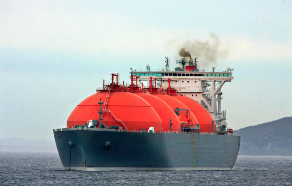 LNG gas carrier ship approaching port. Credit: maritime stock images / Alamy Stock Photo.